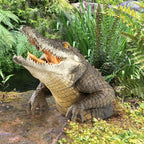 Garden Crocodile Statue | Lifelike Leaping Resin Sculpture | 19 cm Height