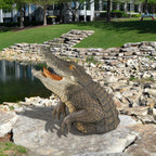 Garden Statue | Realistic Leaping Alligator Sculpture | Handmade Resin, 20cm | Pool & Garden Décor