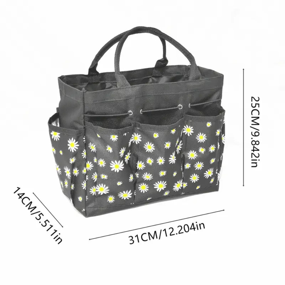 Garden Tool Organizer Bag | Floral Oxford Cloth | Multiple Pockets & Comfortable Carry Handles