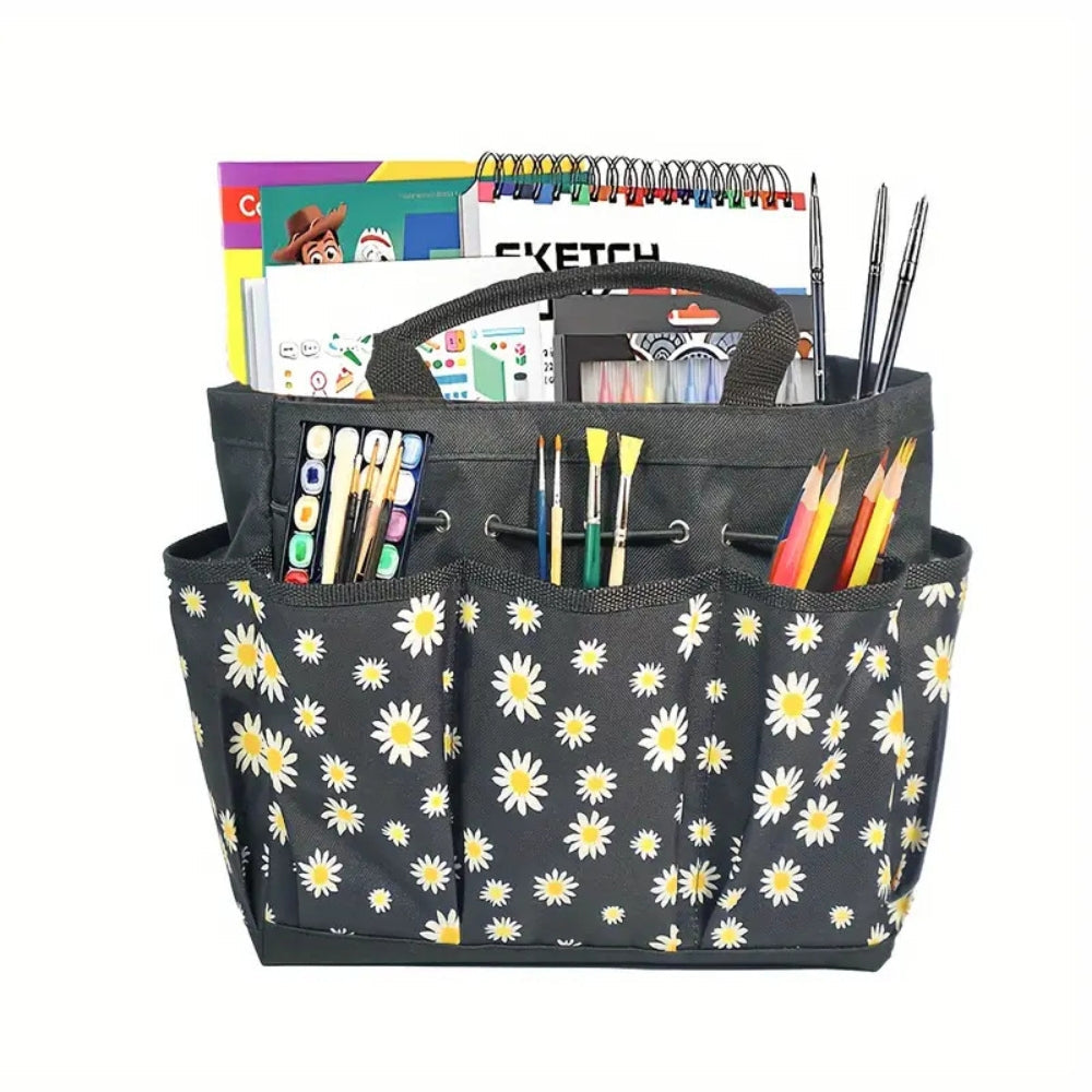 Garden Tool Organizer Bag | Floral Oxford Cloth | Multiple Pockets & Comfortable Carry Handles