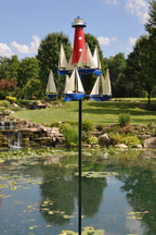 Garden Wind Sculpture | Nautical Kinetic Art Design | Metal Construction & 100 cm Height