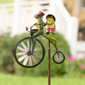 Garden Wind Spinner | Animal Bicycle Design | Recycled Metal | 56in Height