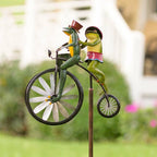 Garden Wind Spinner | Animal Bicycle Design | Recycled Metal | 56in Height