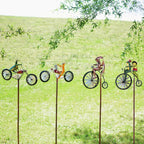 Garden Wind Spinner | Animal Bicycle Design | Recycled Metal | 56in Height