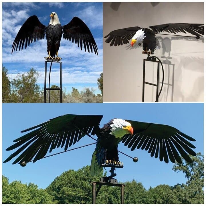 Garden Wind Spinner | Kinetic Sculpture | Powder-Coated Metal with Ground Stake