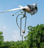 Garden Wind Spinner | Kinetic Sculpture | Powder-Coated Metal with Ground Stake