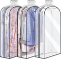 Garment Bags 6-Pack | Clear Gusseted Design | Side Zipper & Hanger Slot | Dust & Wrinkle Protection