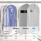 Garment Bags 6-Pack | Clear Gusseted Design | Side Zipper & Hanger Slot | Dust & Wrinkle Protection