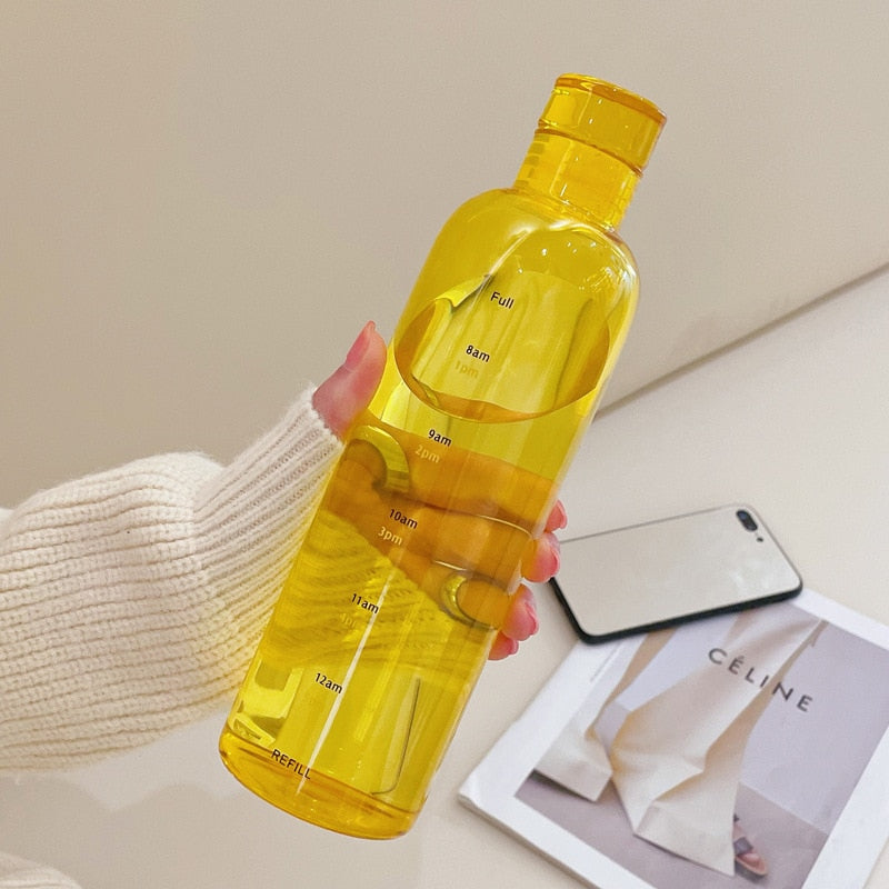 Glass Water Bottle | Time Scale Design | Temperature-Regulating | Leak-Proof Lid
