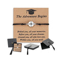 Graduation Bracelet | Stainless Steel Compass Charm | Adjustable Braided Cord | Gift Box & Card