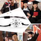 Graduation Bracelet | Stainless Steel Compass Charm | Adjustable Braided Cord | Gift Box & Card
