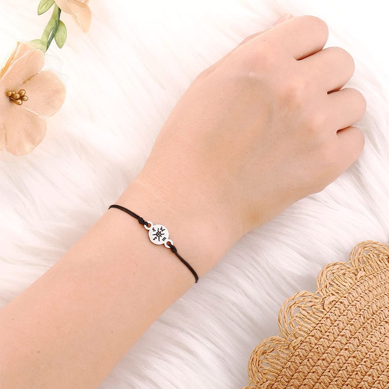 Graduation Bracelet | Stainless Steel Compass Charm | Adjustable Braided Cord | Gift Box & Card