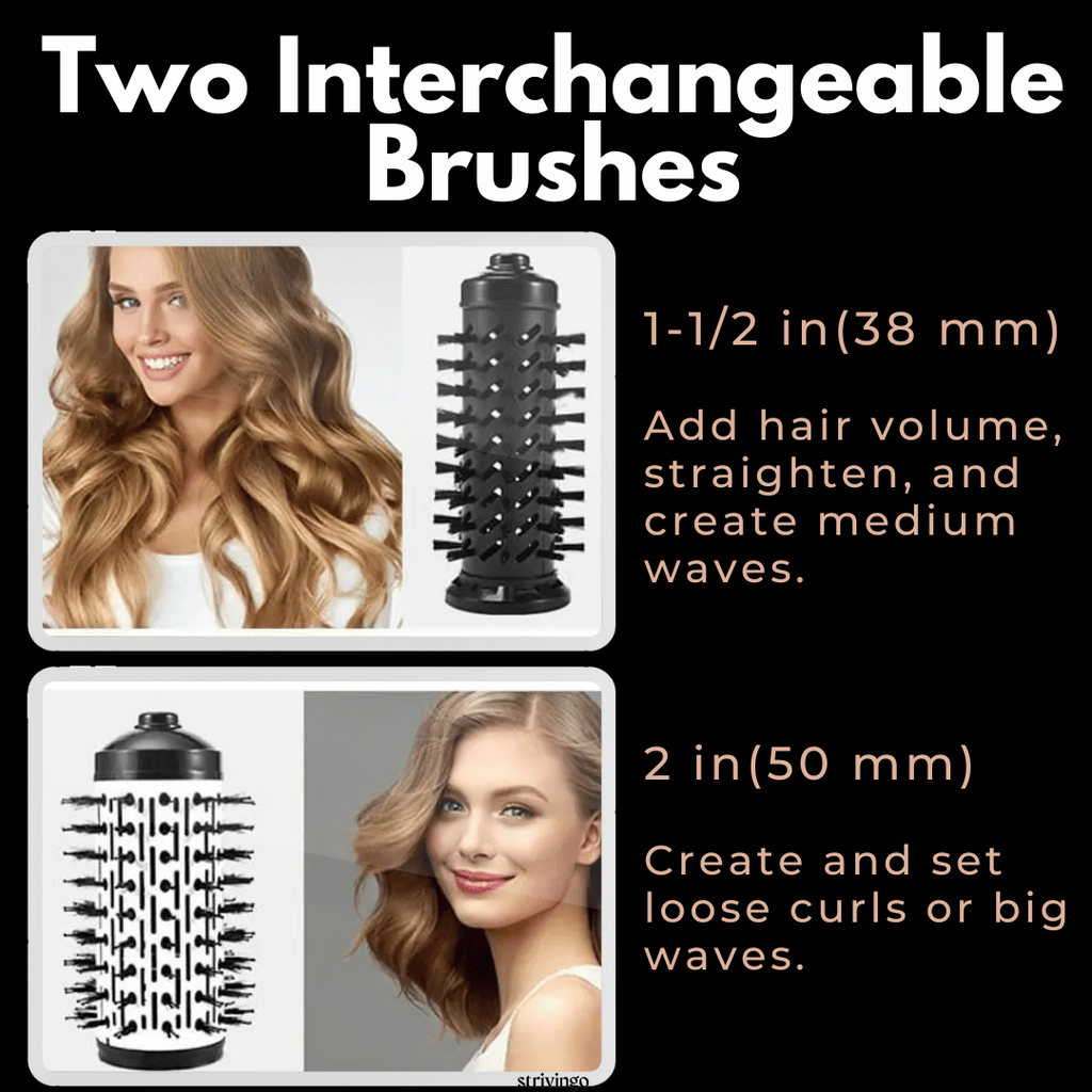 Hair Dryer & Styler | 360° Rotating Brush | Tourmaline Ceramic & Interchangeable Heads