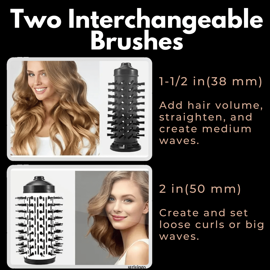 Hair Dryer & Styler | 360° Rotating Brush | Tourmaline Ceramic & Interchangeable Heads
