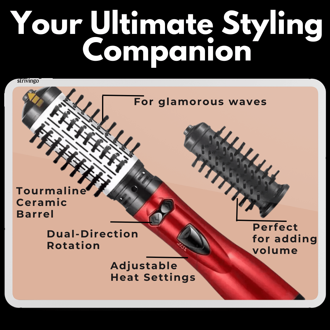Hair Dryer & Styler | 360° Rotating Brush | Tourmaline Ceramic & Interchangeable Heads