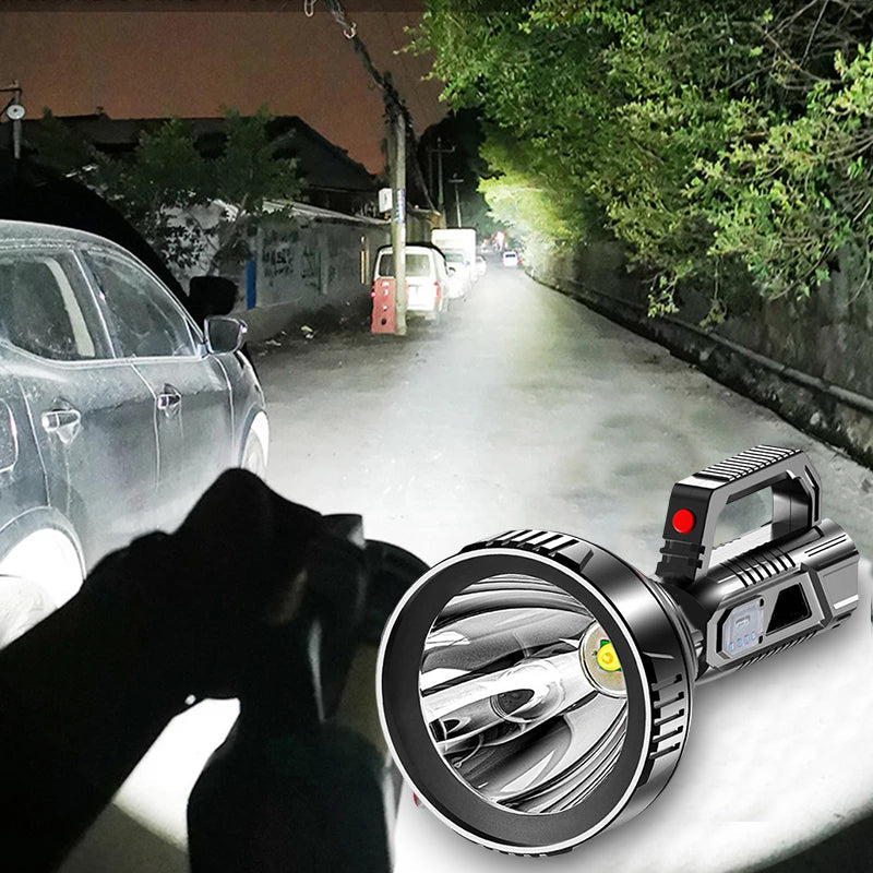 Handheld Spotlight Flashlight | Super Bright & Long-Range | USB Rechargeable with Power Bank