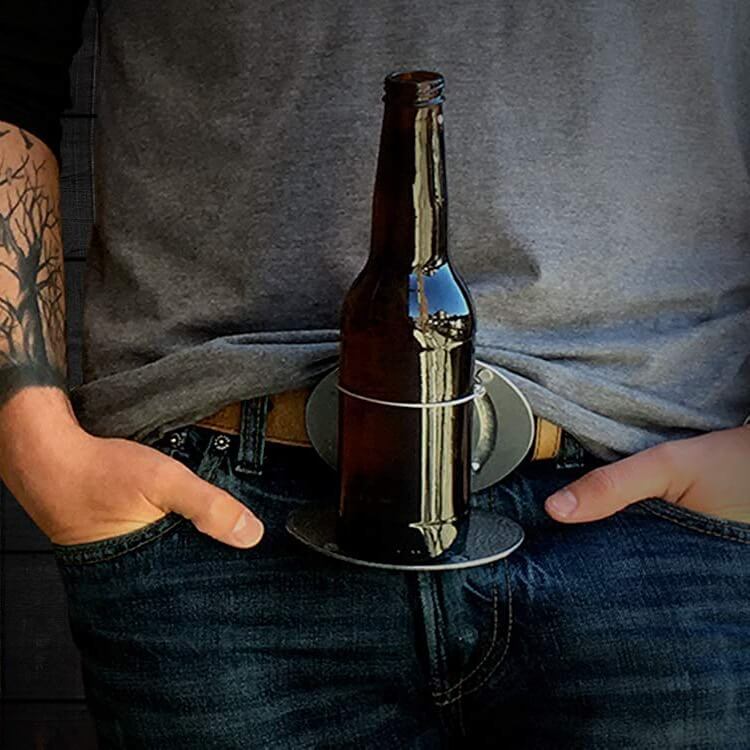 Hands-Free Belt Drink Holder | Retractable Flip-Open Buckle | Fits 70mm Bottles & Cans