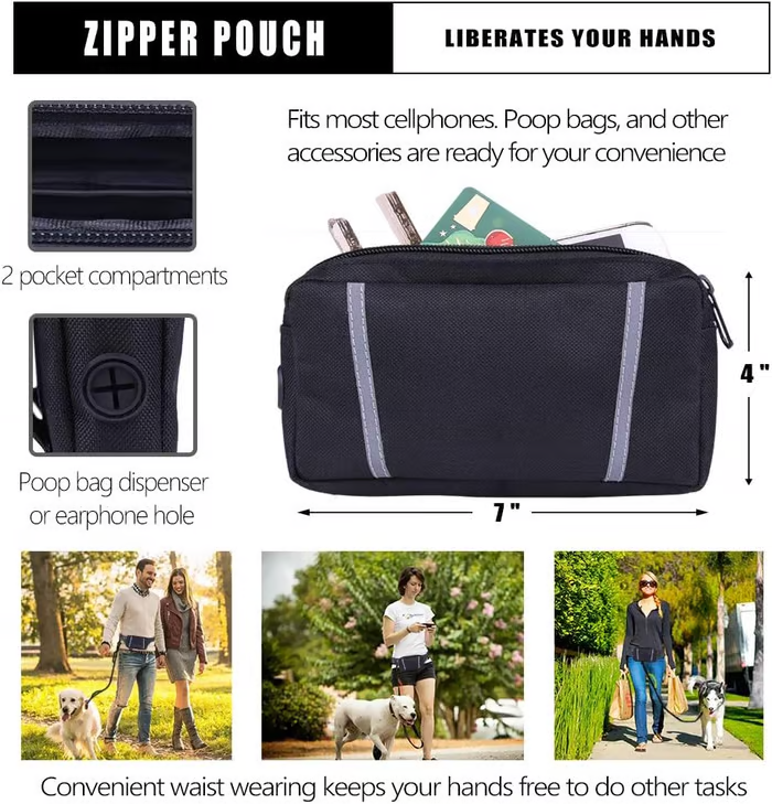 Hands-Free Dog Leash | Shock-Absorbing Bungee | Adjustable Hip Belt with Pockets | Comfortable Fit