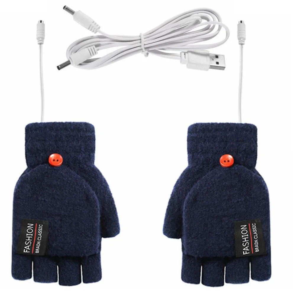 Heated Gloves (Unisex) | USB Rechargeable | Knitted Fabric & 3 Heat Levels | Cold-Weather Comfort