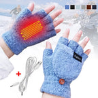 Heated Gloves (Unisex) | USB Rechargeable | Knitted Fabric & 3 Heat Levels | Cold-Weather Comfort
