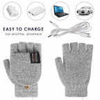 Heated Gloves (Unisex) | USB Rechargeable | Knitted Fabric & 3 Heat Levels | Cold-Weather Comfort