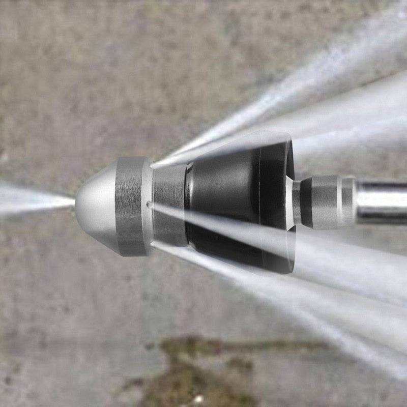 High-Pressure Drain Cleaning Nozzle | Push-Forward Jet Design | Stainless Steel