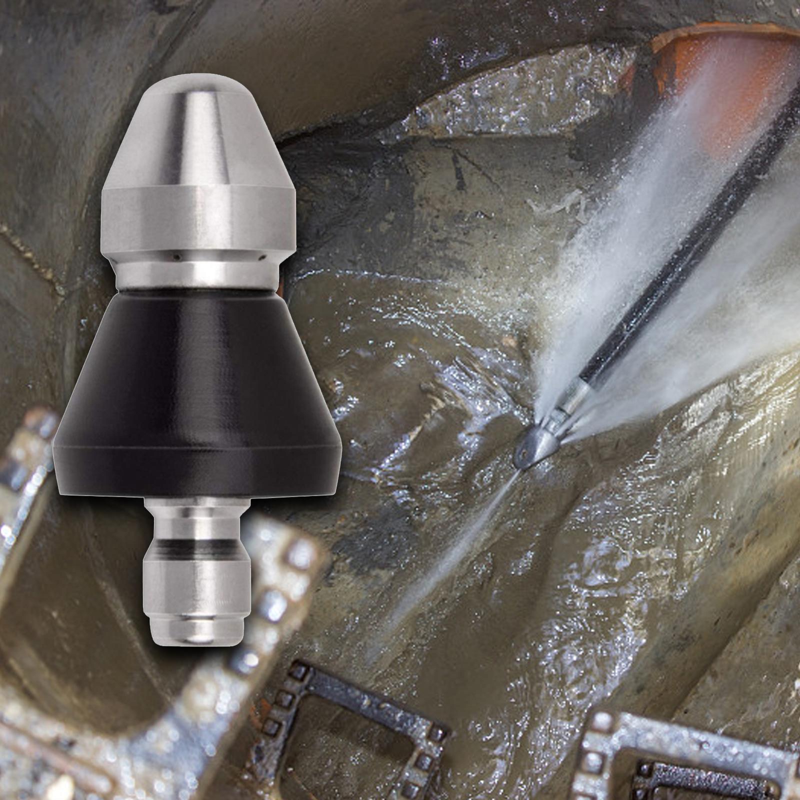High-Pressure Drain Cleaning Nozzle | Push-Forward Jet Design | Stainless Steel