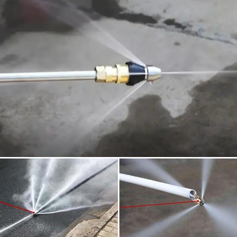 High-Pressure Drain Cleaning Nozzle | Push-Forward Jet Design | Stainless Steel