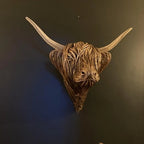 Highland Cow Wall Sculpture | Woven Willow Design | Resin Accents & Curved Horns | Indoor Decor