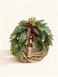 Holiday Wreath | Handmade Bohemian Style | Bells, Pinecones & Berries | 43 cm