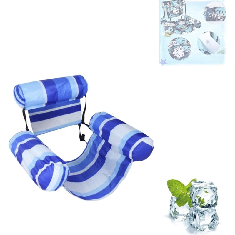 Inflatable Pool Float Chair 2-Pack | Mesh Sling & Adjustable Backrest | Triple-Tube Stability