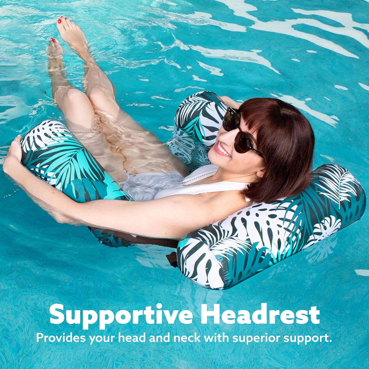 Inflatable Pool Float Chair 2-Pack | Mesh Sling & Adjustable Backrest | Triple-Tube Stability