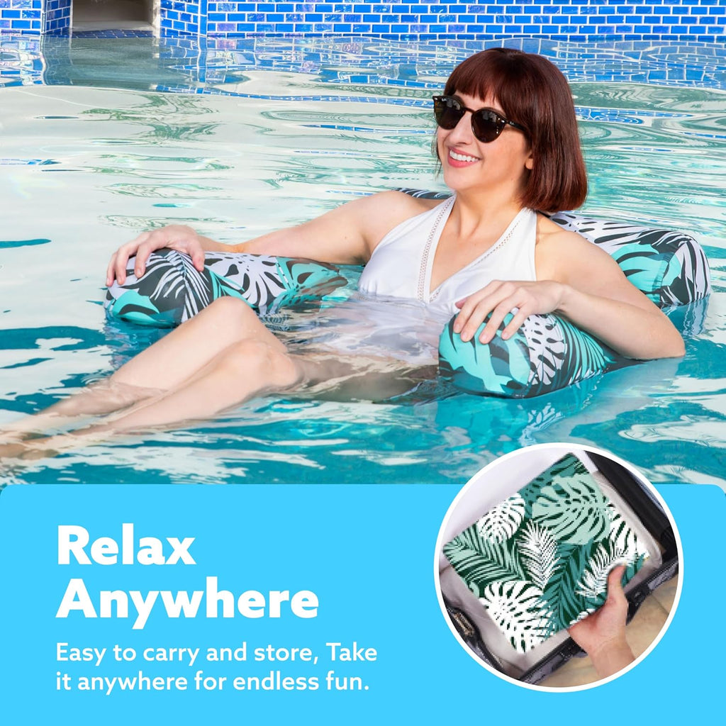 Inflatable Pool Float Chair 2-Pack | Mesh Sling & Adjustable Backrest | Triple-Tube Stability
