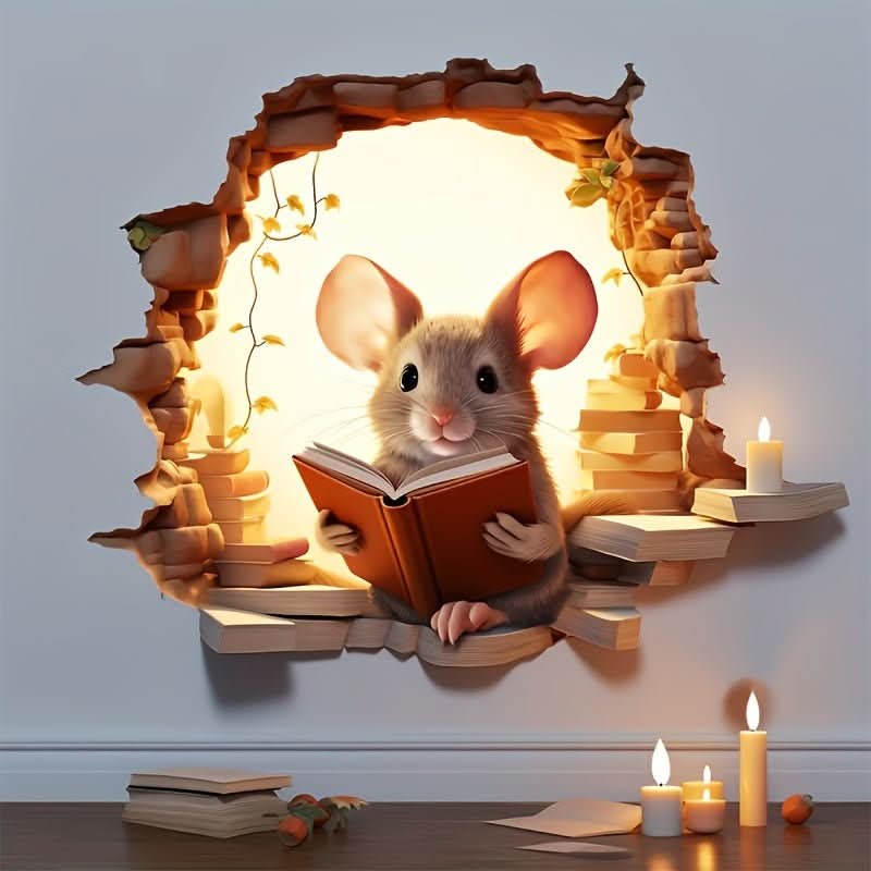 Kids' 3D Cartoon Wall Sticker | Adorable Mouse Design | Peel-and-Stick, Removable