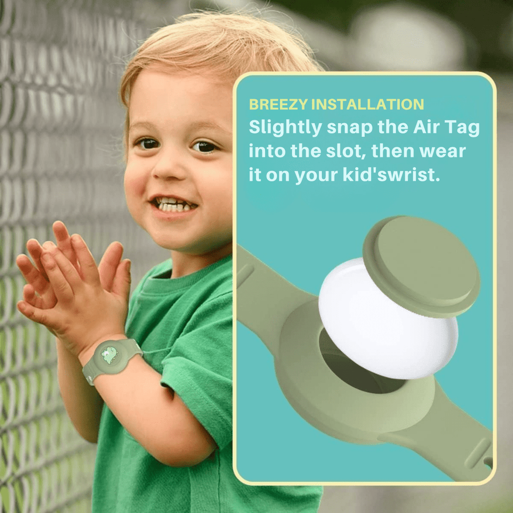 Kids Tracker Wristband | Dinosaur Design | Adjustable Skin-Friendly Silicone