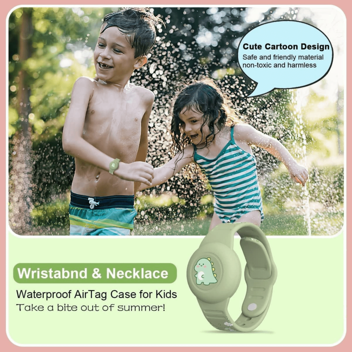 Kids Tracker Wristband | Dinosaur Design | Adjustable Skin-Friendly Silicone