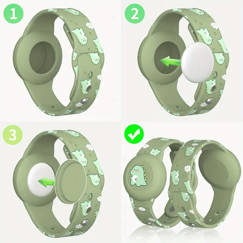 Kids Tracker Wristband | Dinosaur Design | Adjustable Skin-Friendly Silicone