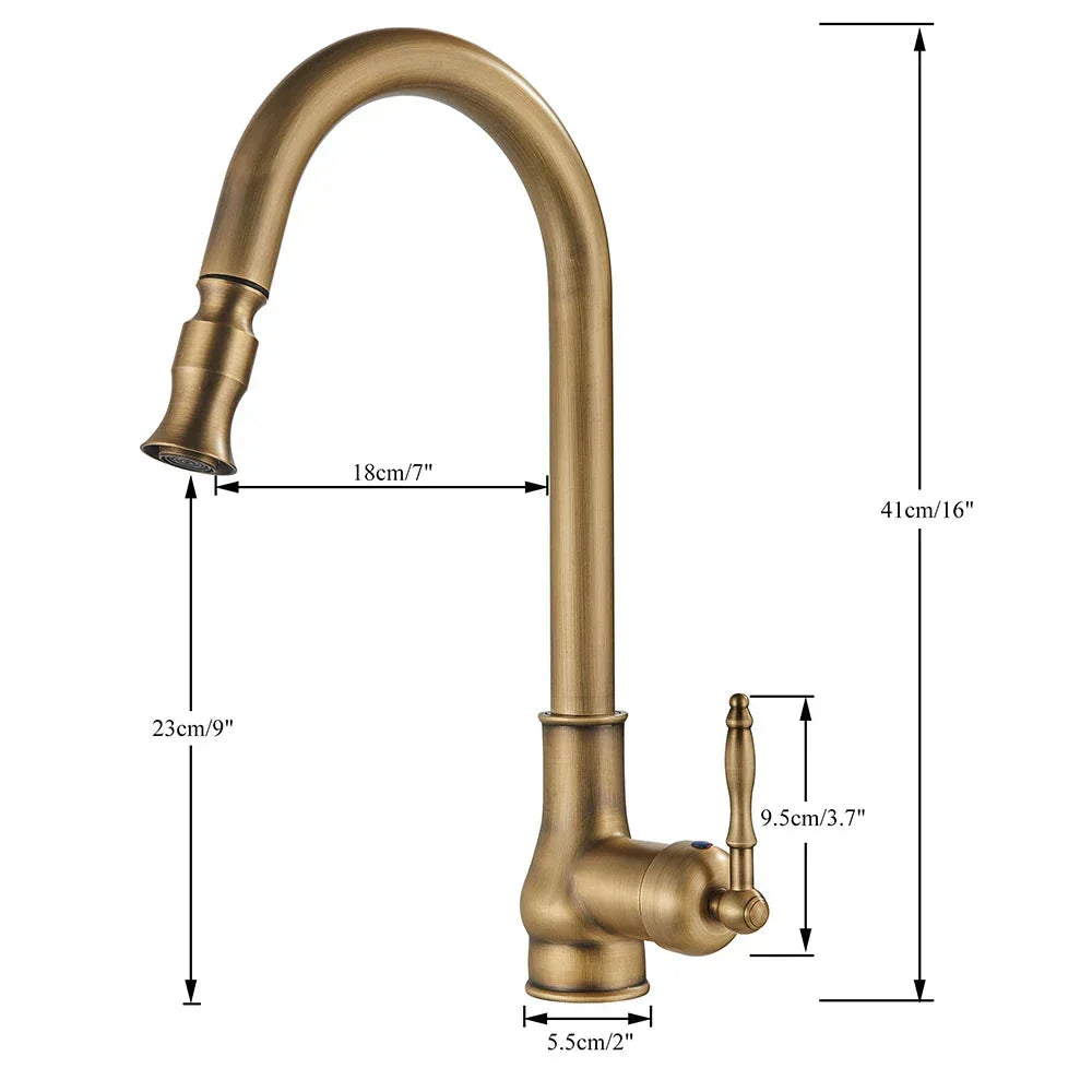 Kitchen Mixer Tap | Antique Brass & Matte Black | Swivel Spout & Dual Control | Farmhouse Style
