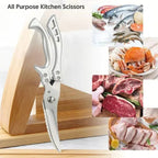 Kitchen Shears | Heavy-Duty Stainless Steel Blades | Built-In Fish Scaler & Safety Lock