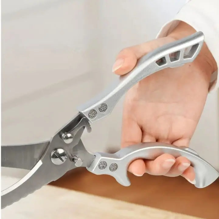 Kitchen Shears | Heavy-Duty Stainless Steel Blades | Built-In Fish Scaler & Safety Lock