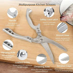 Kitchen Shears | Heavy-Duty Stainless Steel Blades | Built-In Fish Scaler & Safety Lock