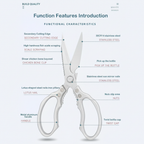 Kitchen Shears | Japanese Stainless Steel | Sharp Blades & Ergonomic Grip | 23 cm