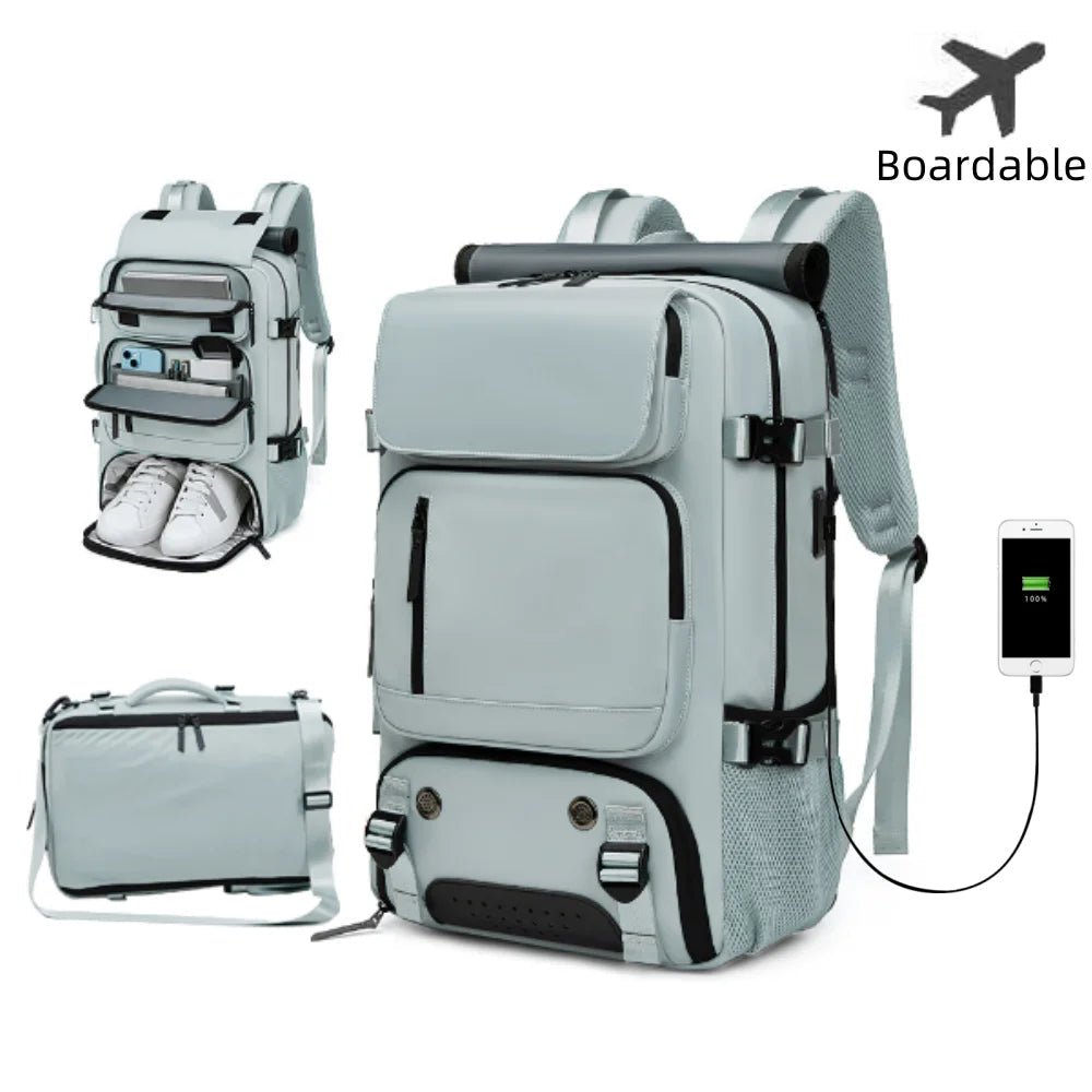 Large Travel Backpack | Waterproof & Anti-Theft | USB Port & Shoe Compartment | Fits 15.6 in Laptop