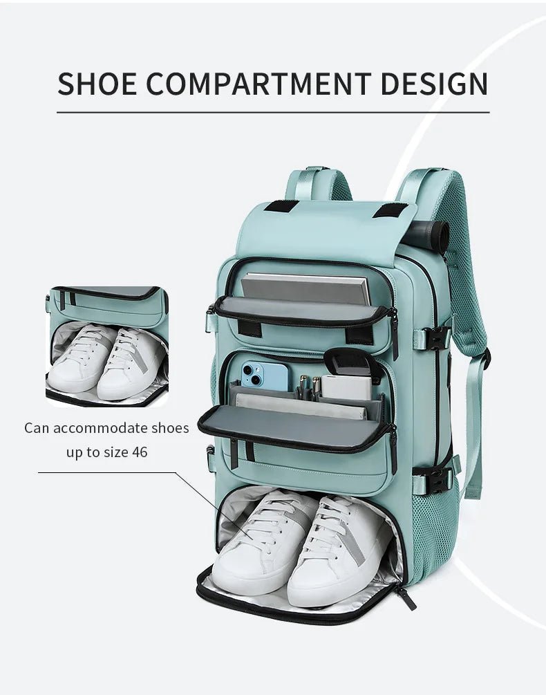 Large Travel Backpack | Waterproof & Anti-Theft | USB Port & Shoe Compartment | Fits 15.6 in Laptop