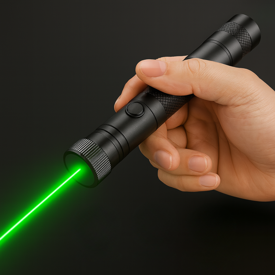 Laser Pointer Torch | Long-Range Adjustable Focus | USB Rechargeable Aluminum Body | Safety Lock