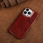 Leather Phone Case | Oil-Wax Finish | Built-In Magnetic Ring | Shock-Absorbent Protection