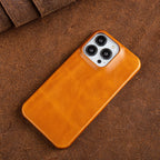 Leather Phone Case | Oil-Wax Finish | Built-In Magnetic Ring | Shock-Absorbent Protection