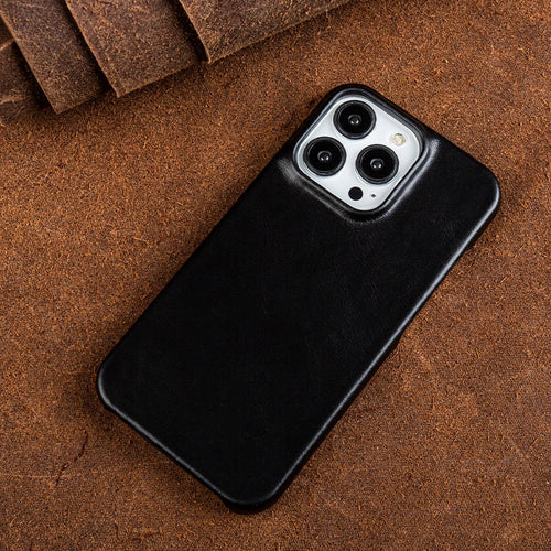 Leather Phone Case | Oil-Wax Finish | Built-In Magnetic Ring | Shock-Absorbent Protection