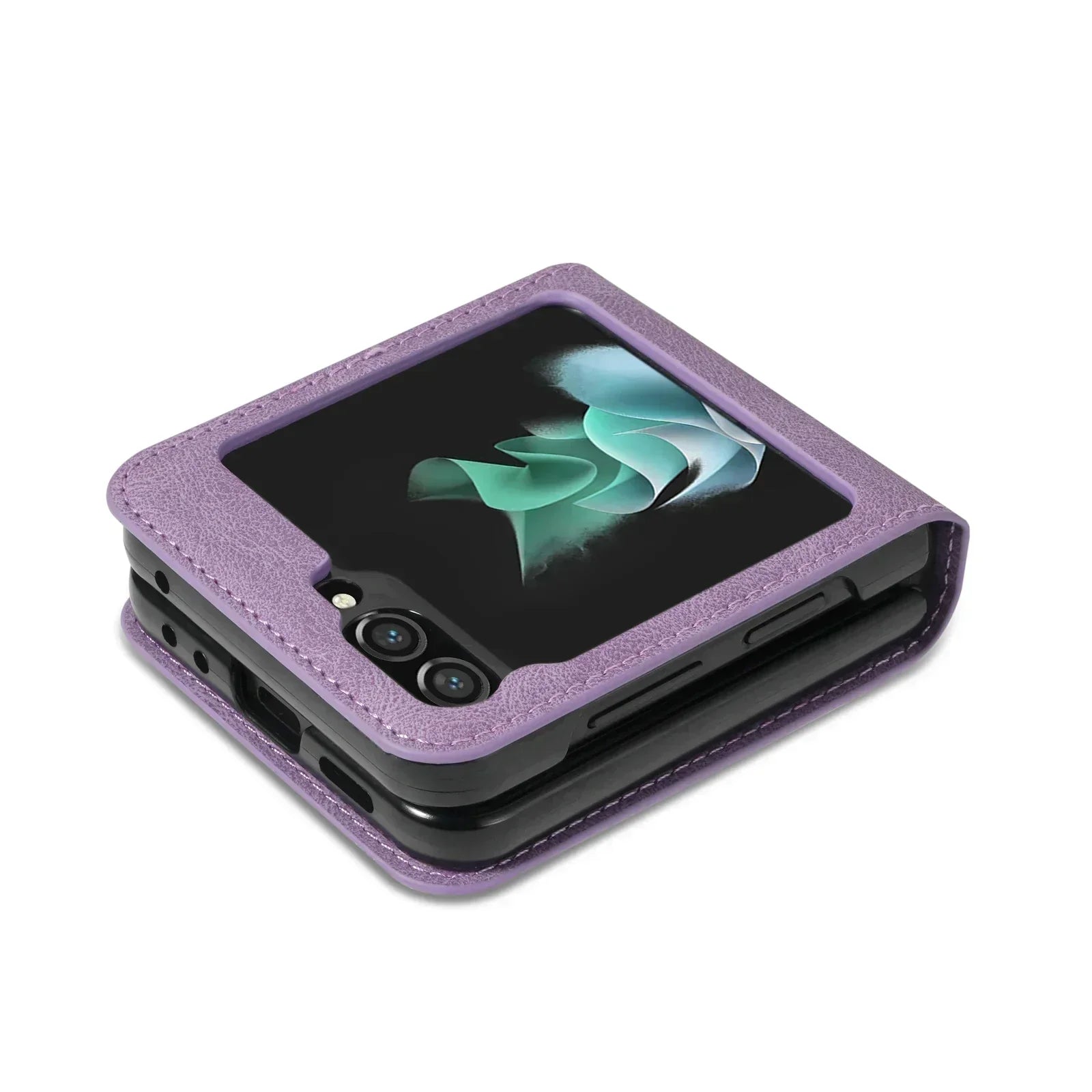 Leather Wallet Case for Galaxy Z Flip | Magnetic Closure | Card & Cash Slots | Drop Protection