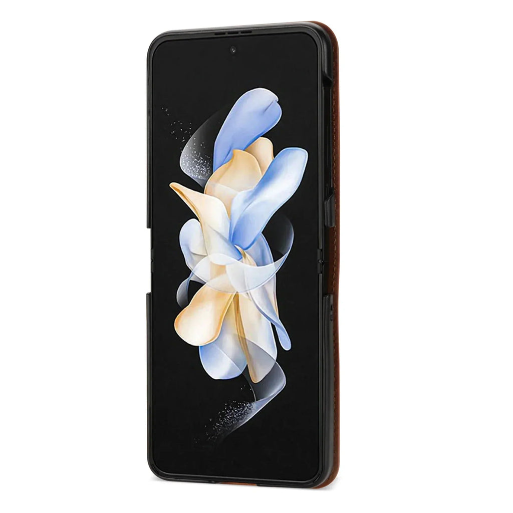 Leather Wallet Case for Galaxy Z Flip | Magnetic Closure | Card & Cash Slots | Drop Protection